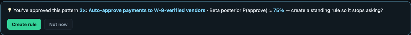 Beta posterior rule suggestion banner
